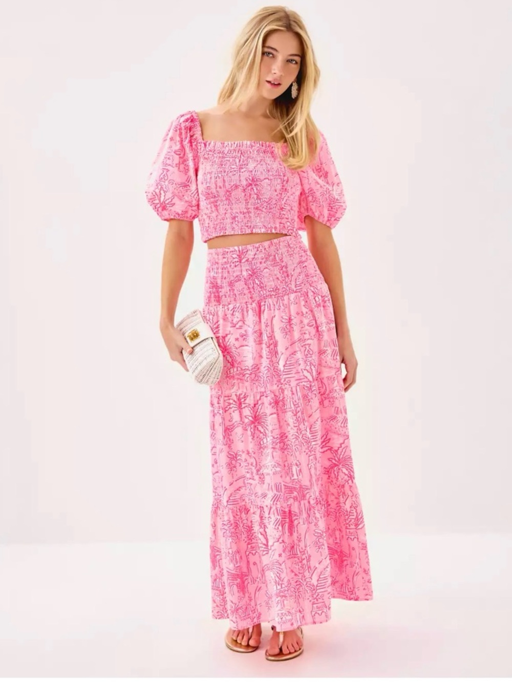 Lilly Pulitzer Aston Maxi Set, Size XL, Color Pink/White
